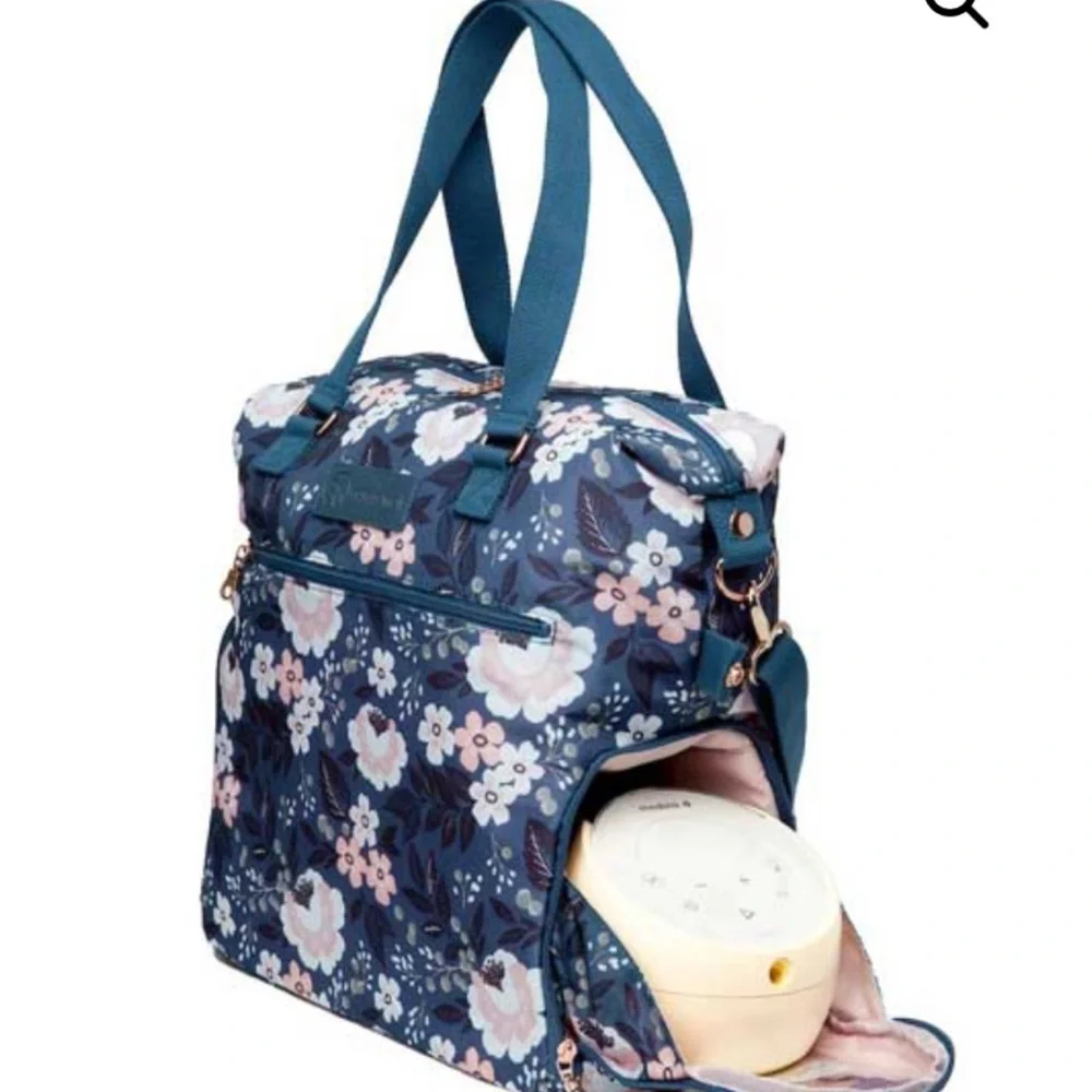 Sarah Wells Pump Tote Bag - Navy and Pink
